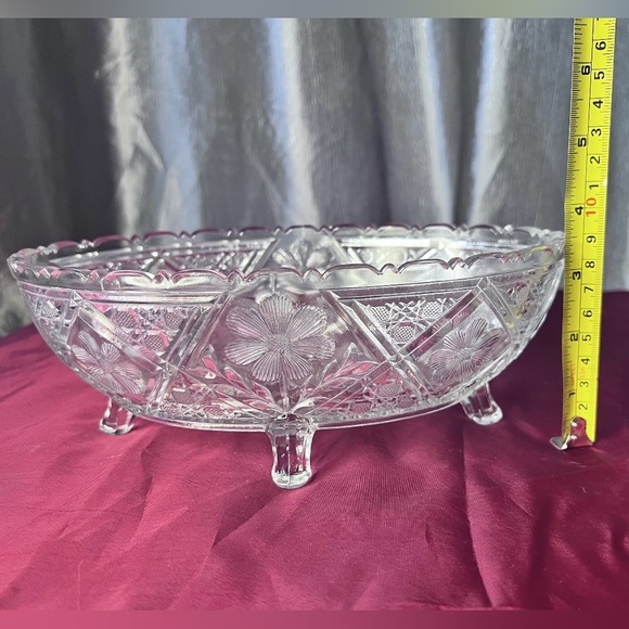 Vintage Crystal Dish with Floral Design - Picture 5 of 8